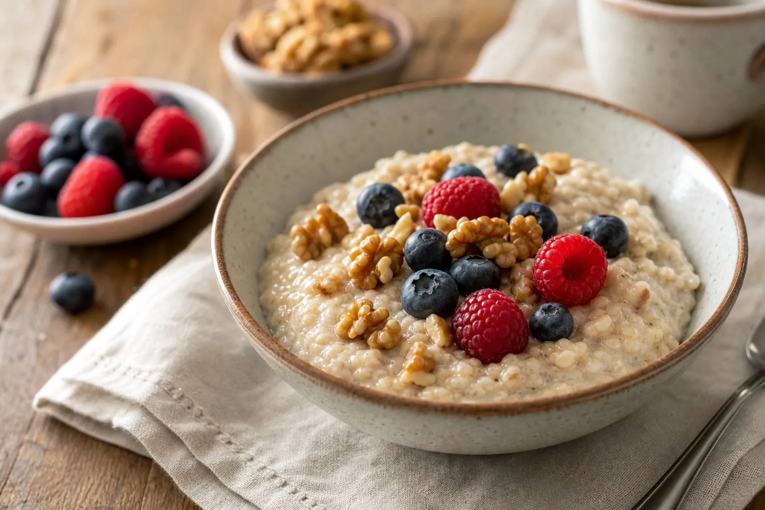 Colazione: porridge d'avena con frutti di bosco