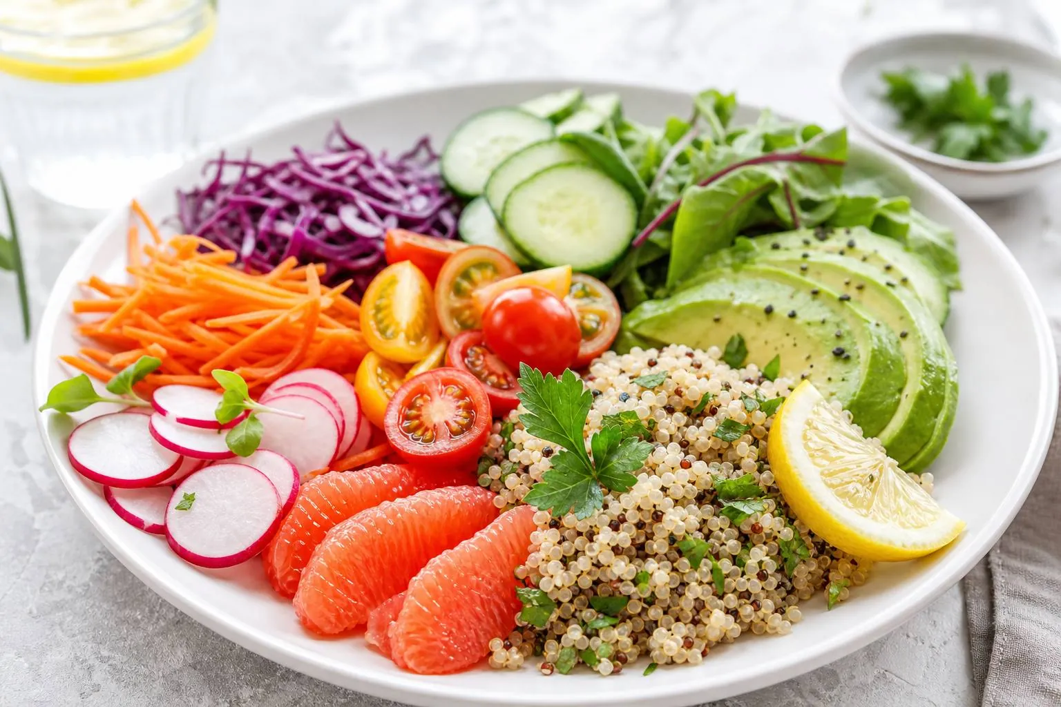 Piano vegetale leggero – verdure e frutta fresca